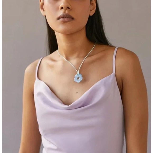 UO Mallory Cowl Neck Slip Dress Lilac Medium - Picture 4 of 9